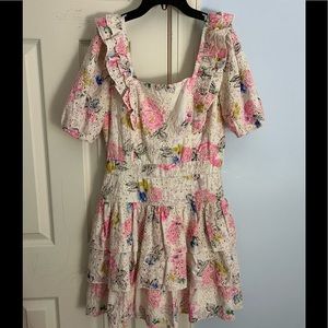 Adelyn Rae Kerry Eyelet Printed Lace Mini Dress